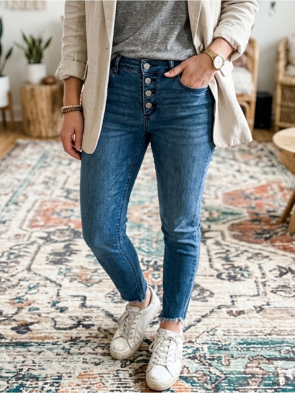 LOFT High-Rise Button-Fly Women's Dark Blue Jeans Size 28/6